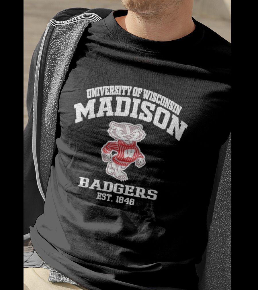 University Of Wisconsin Madison Badgers Est 1848 Vintage Bucky Badger Sweater T-Shirt