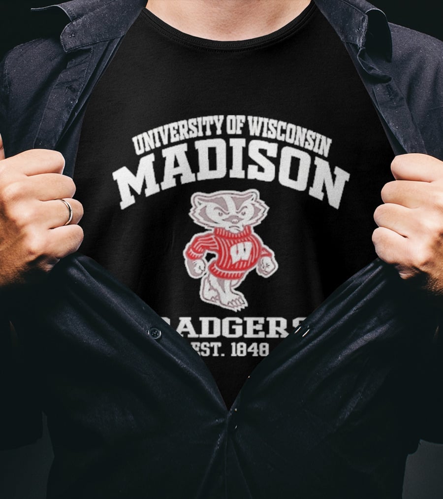 University Of Wisconsin Madison Badgers Est 1848 Vintage Bucky Badger Sweater T-Shirt