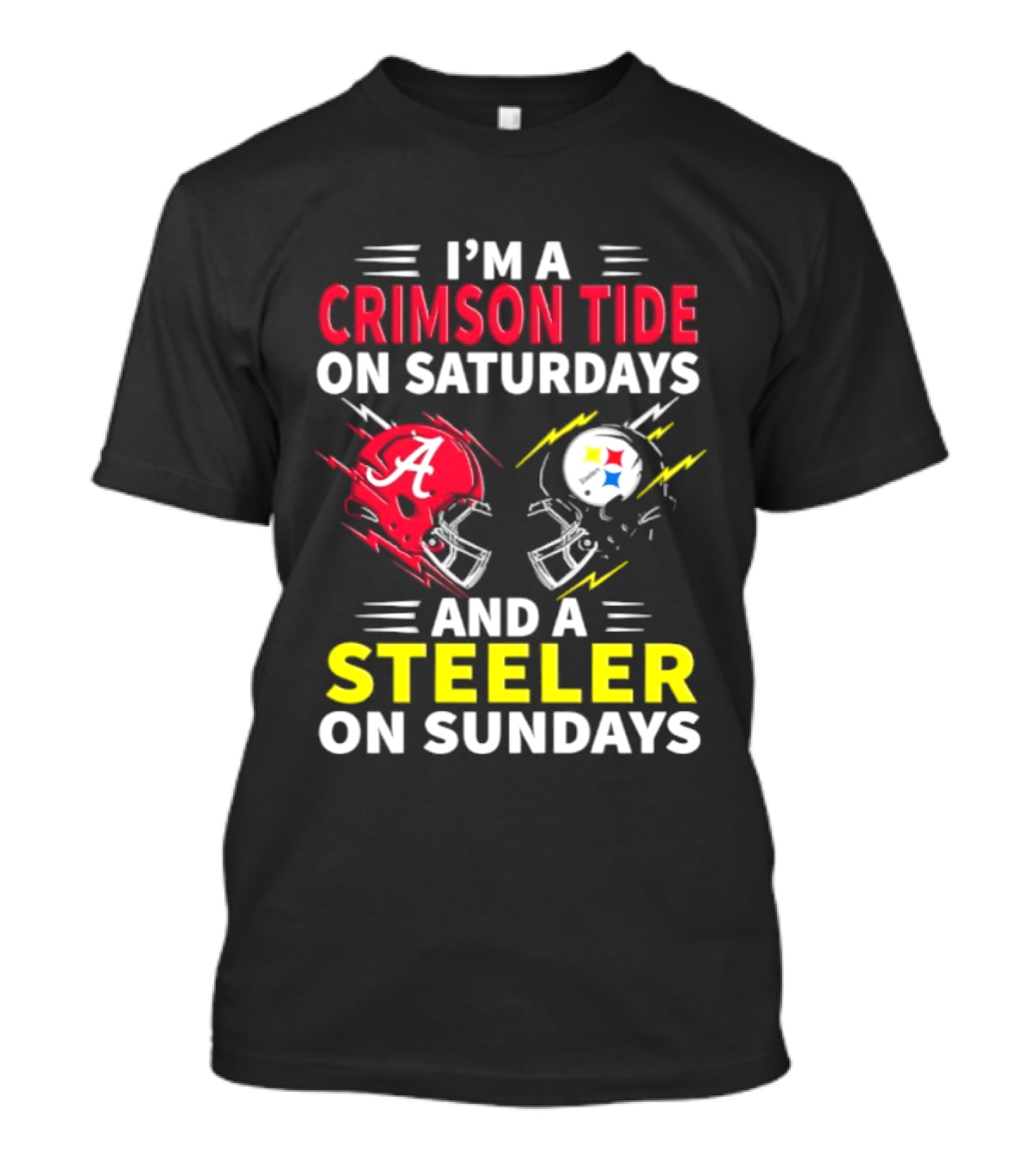 I'm A Crimson Tide On Saturdays And A Steeler On Sundays Football Helmet Fan Gear T-Shirt