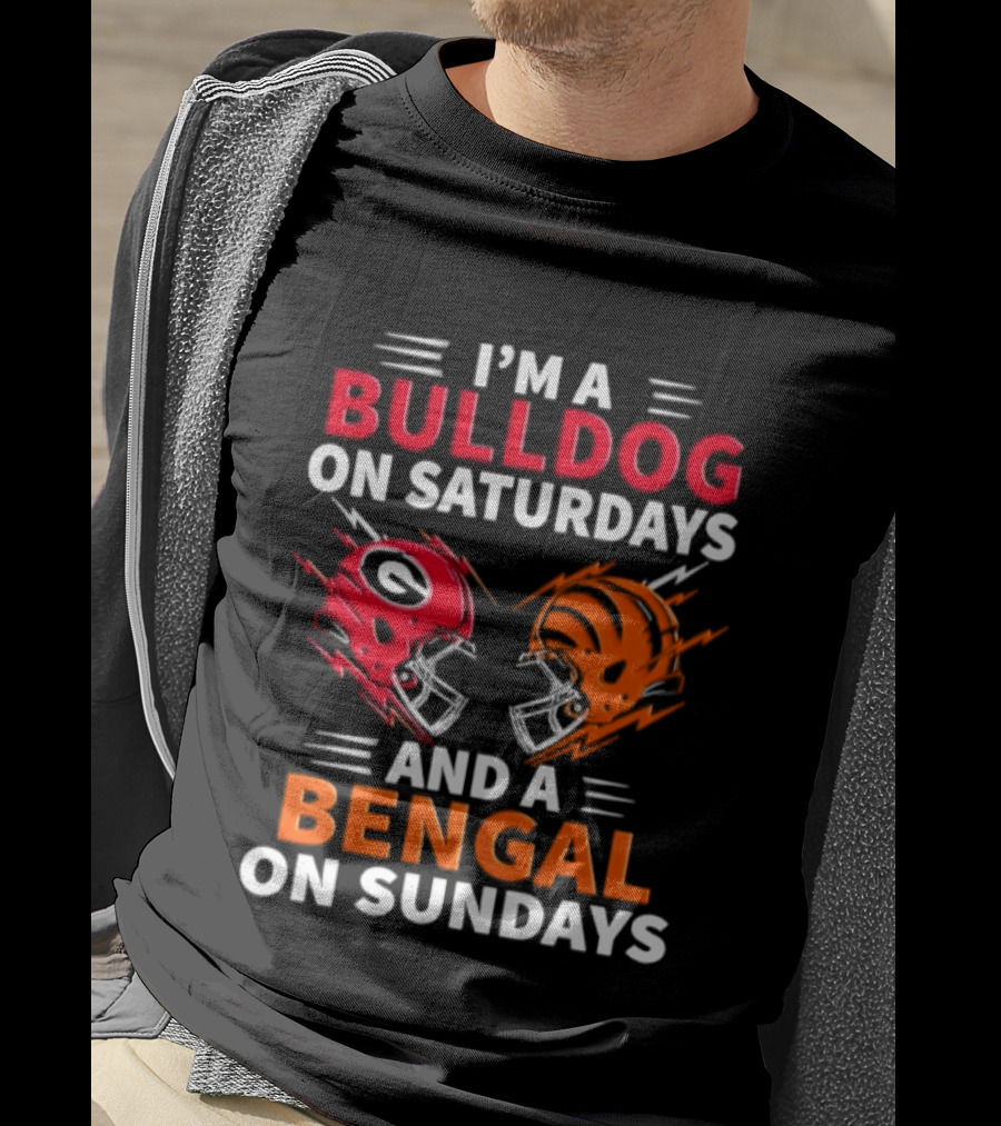 I'm A Bulldog On Saturdays And A Bengal On Sundays Football Helmets T-Shirt