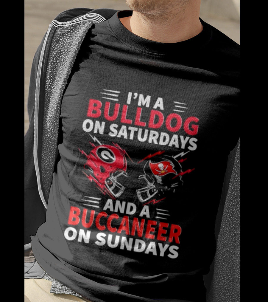 Georgia Bulldogs Saturday Tampa Bay Buccaneers Sunday Football Helmets T-Shirt