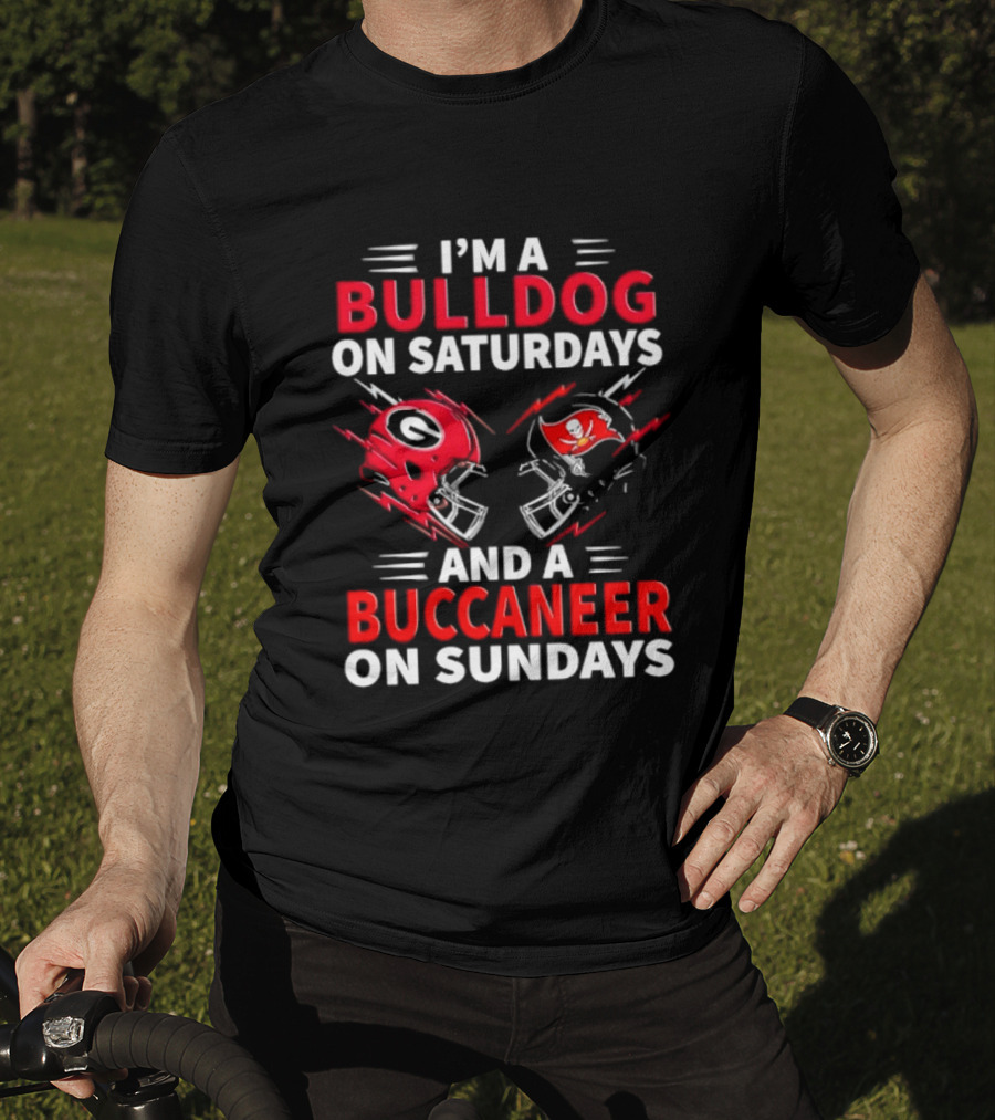 Georgia Bulldogs Saturday Tampa Bay Buccaneers Sunday Football Helmets T-Shirt