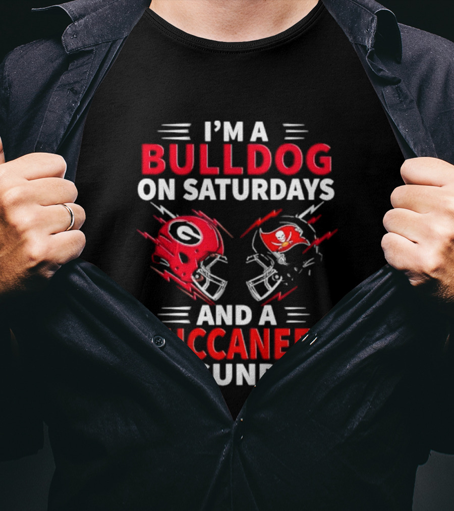 Georgia Bulldogs Saturday Tampa Bay Buccaneers Sunday Football Helmets T-Shirt