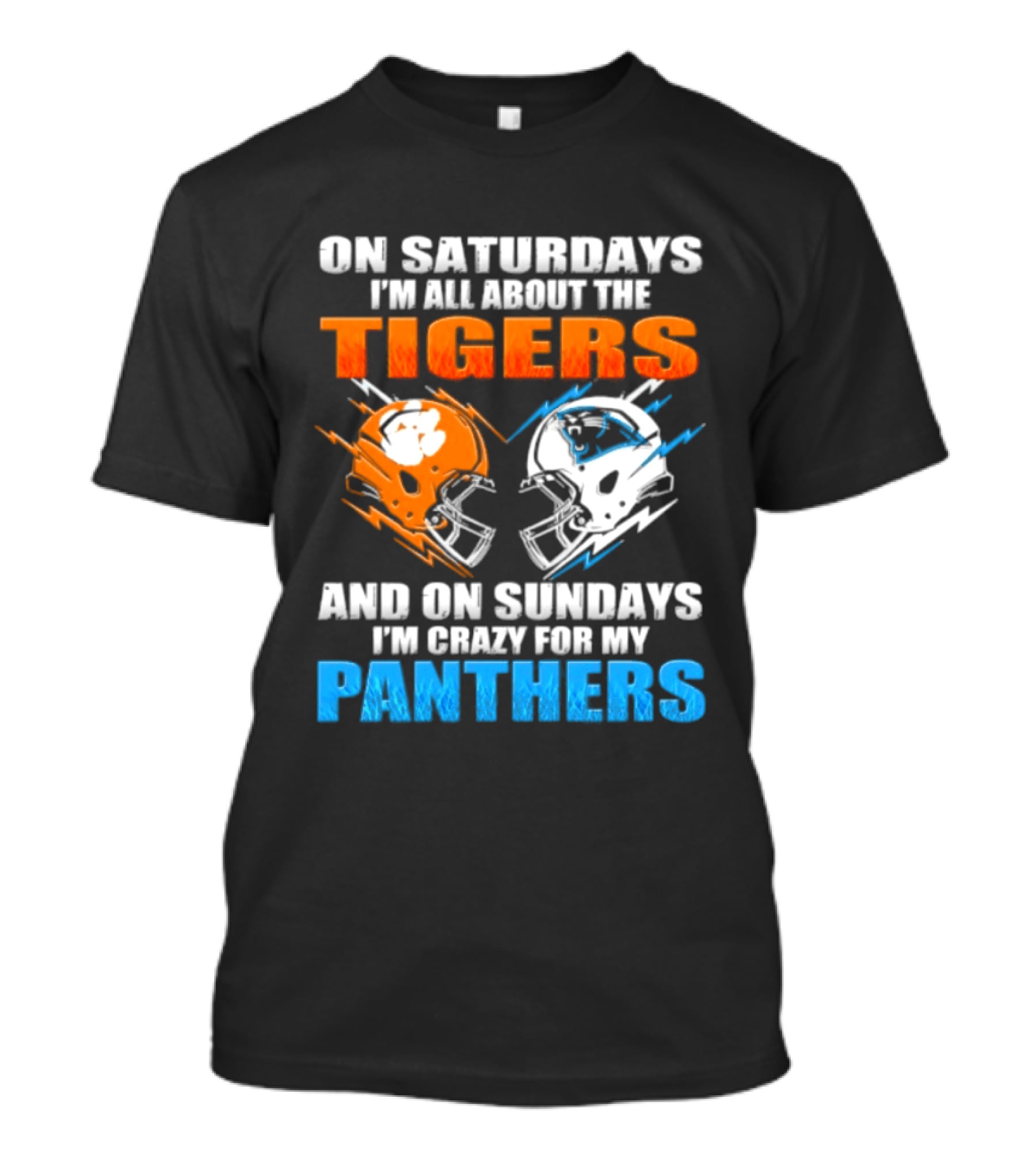 On Saturdays I'm All About The Tigers On Sundays I'm Crazy For My Panthers Football Helmet T-Shirt