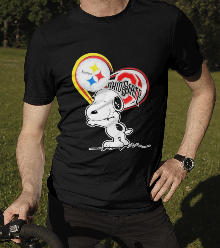 Pittsburgh Steelers Ohio State Buckeyes Snoopy Peanuts Heart T-Shirt