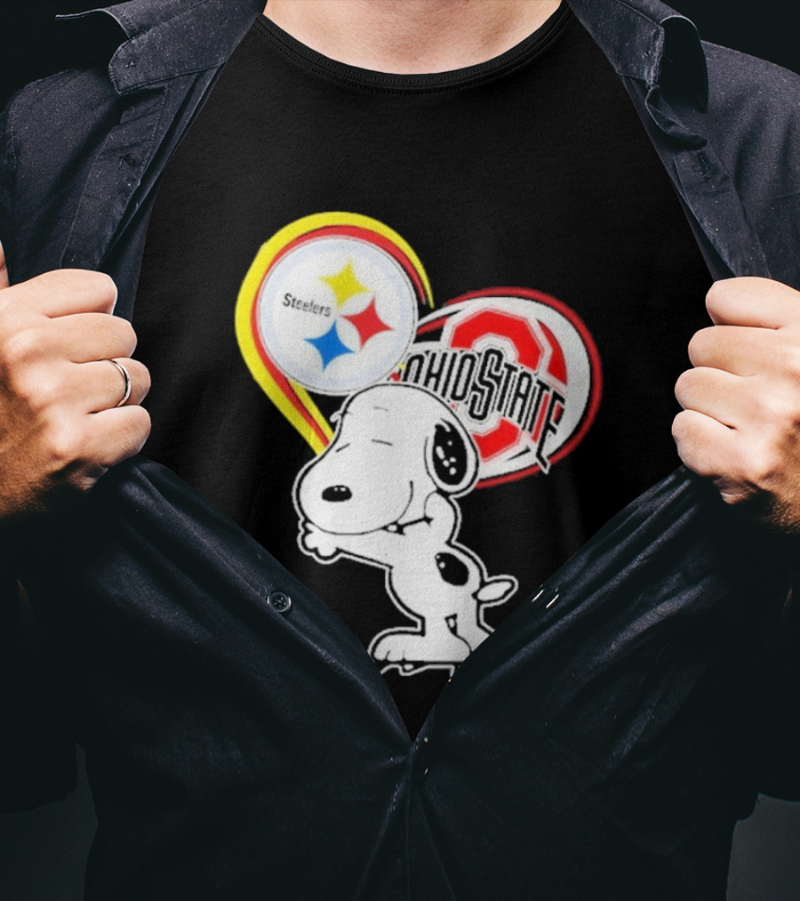 Pittsburgh Steelers Ohio State Buckeyes Snoopy Peanuts Heart T-Shirt