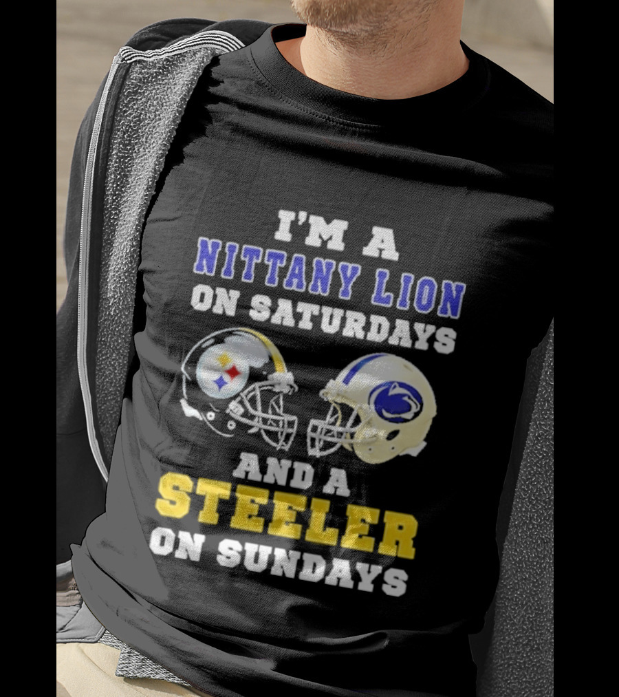 I'm A Nittany Lion On Saturdays And A Steeler On Sundays Football Helmet T-Shirt