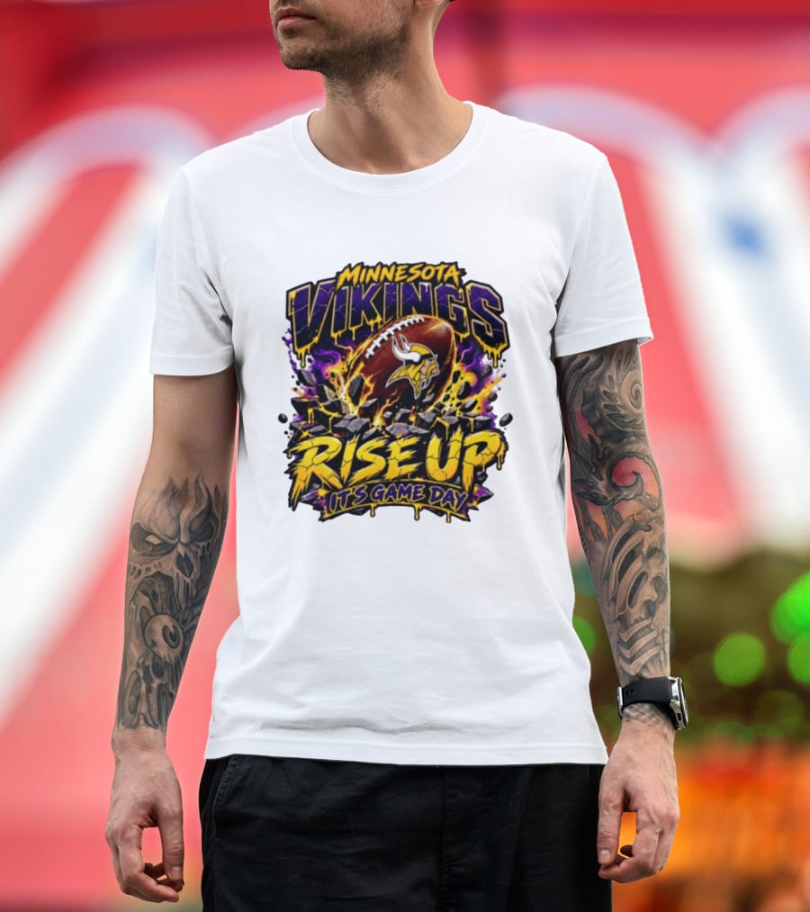 Minnesota Vikings Rise Up It's Game Day Football Vivid Color Explosion T-Shirt