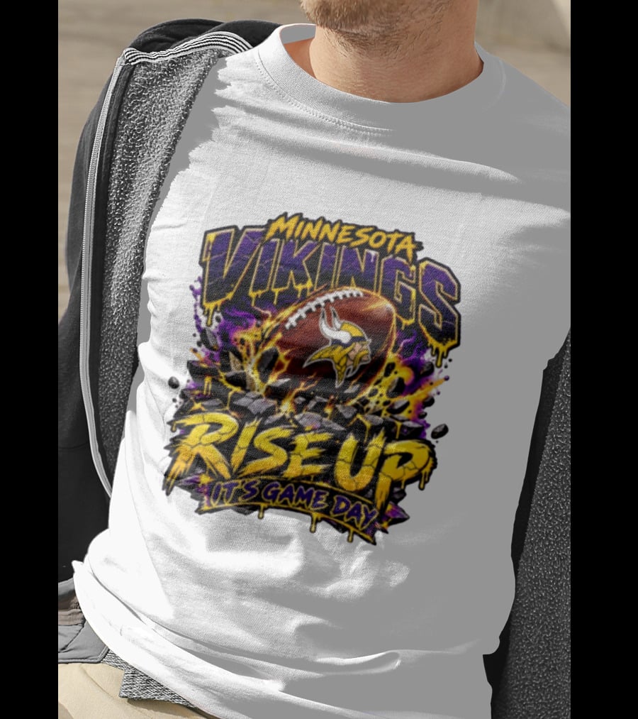 Minnesota Vikings Rise Up It's Game Day Football Vivid Color Explosion T-Shirt