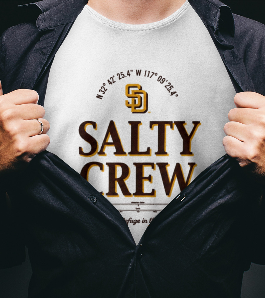 Padres Salty Crew Coordinates SD Find Refuge In The Sea T-Shirt