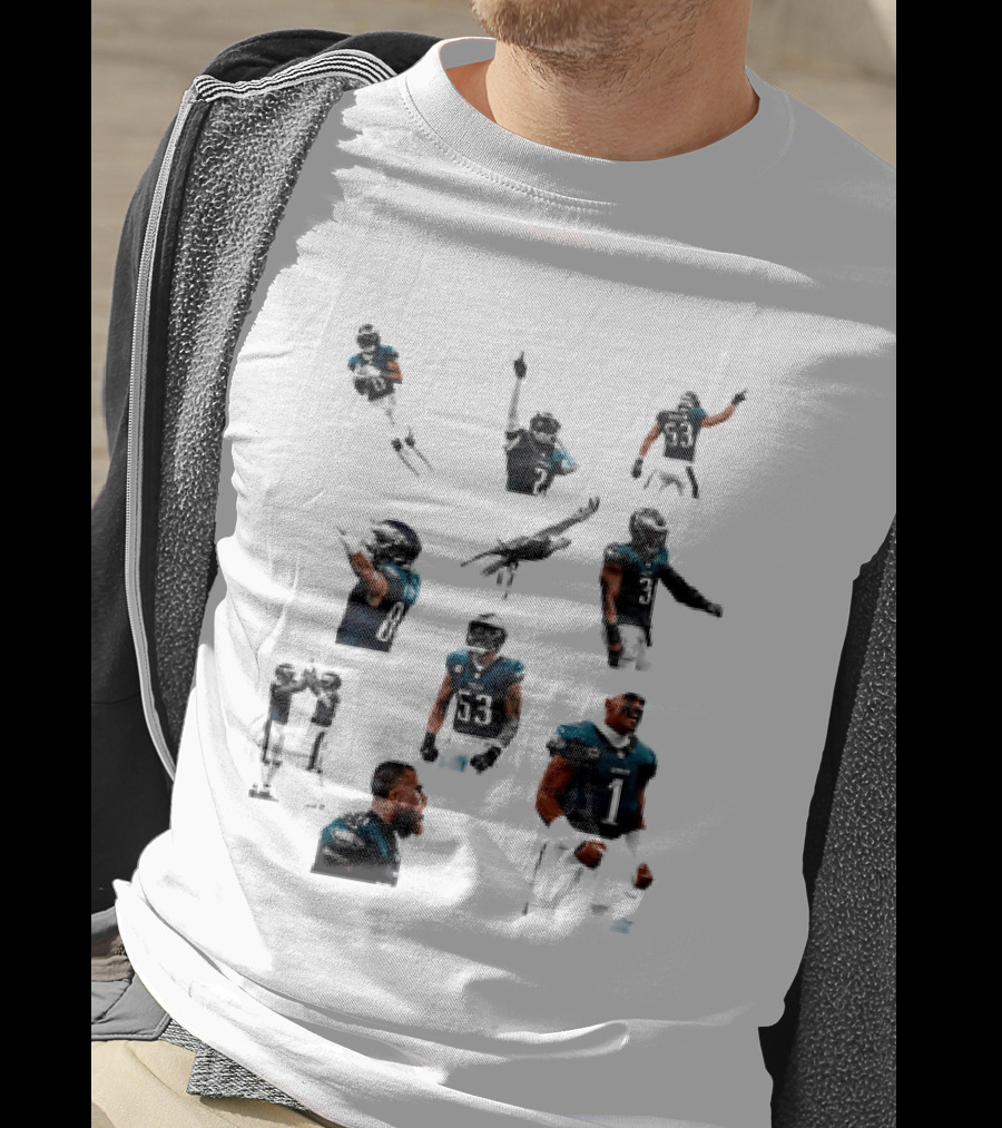 Philadelphia Eagles Dynamic Player Collage Football Action Moments T-Shirt