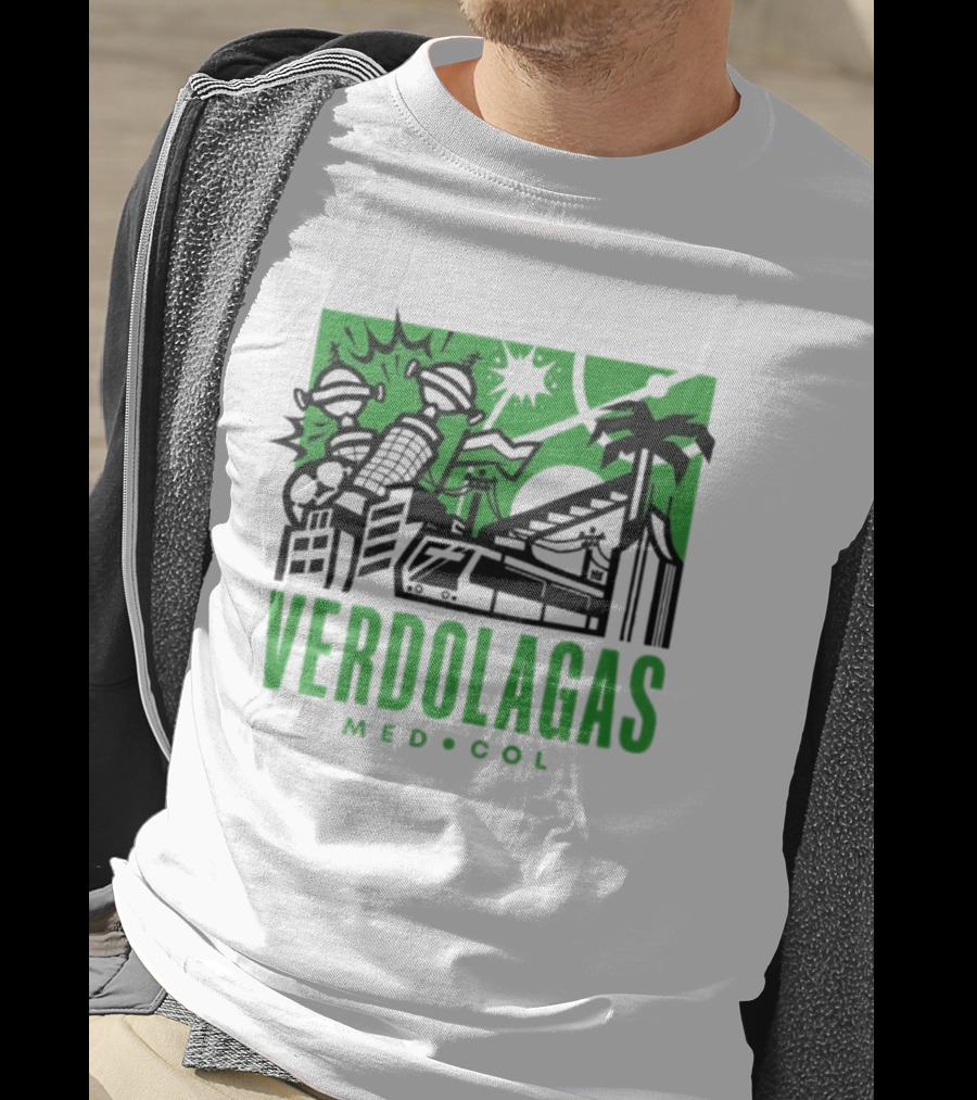 Verdolagas Med Col Medellín Paisa Culture Soccer Skyline Palm Trees T-Shirt