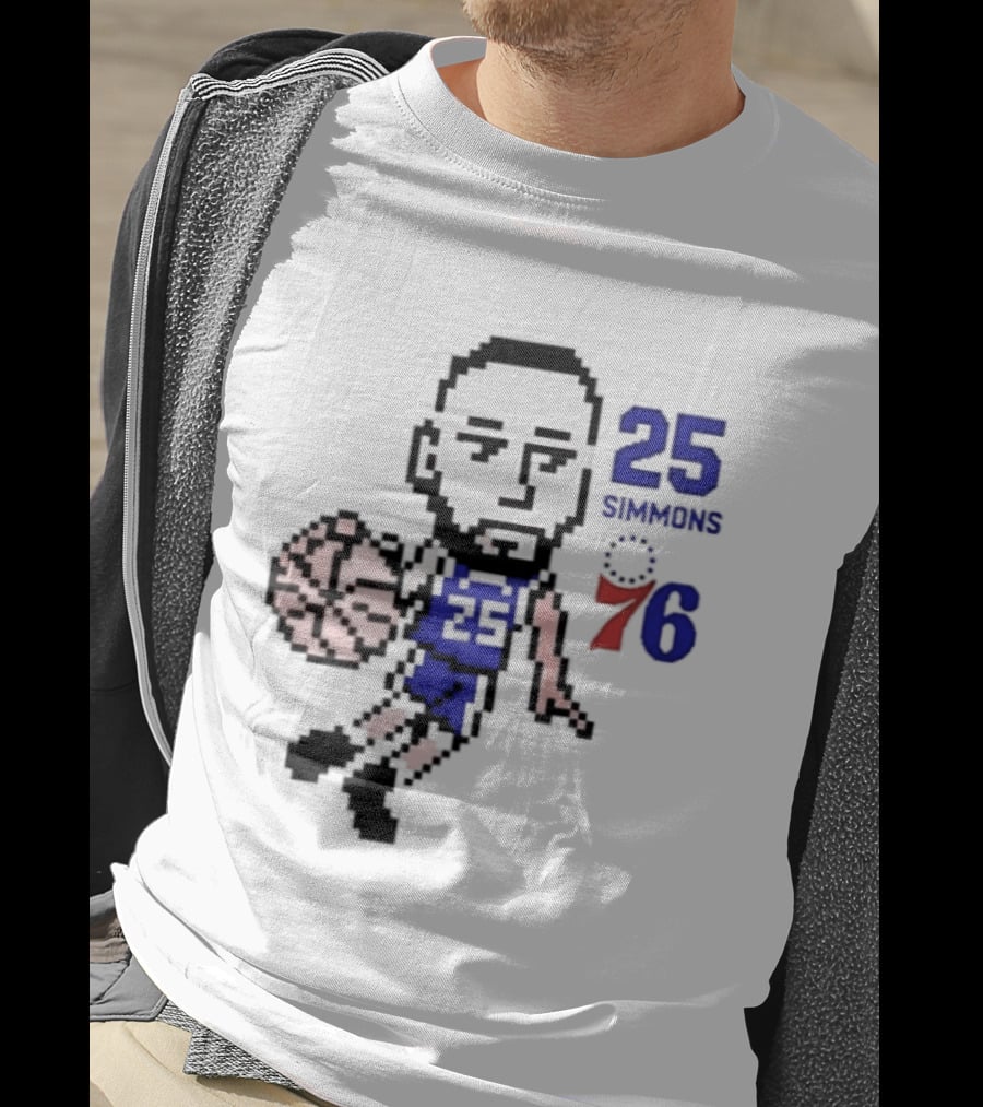 Ben Simmons 25 Philadelphia 76ers Pixel Art With Basketball T-Shirt