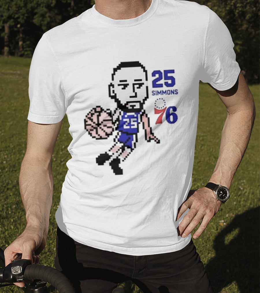 Ben Simmons 25 Philadelphia 76ers Pixel Art With Basketball T-Shirt