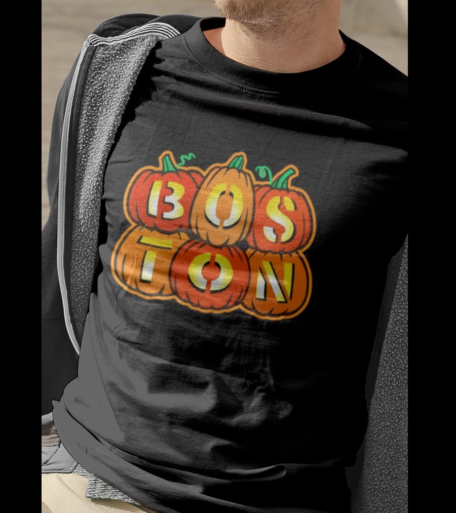 Boston Jack O' Lanterns Halloween Pumpkin Stack T-Shirt