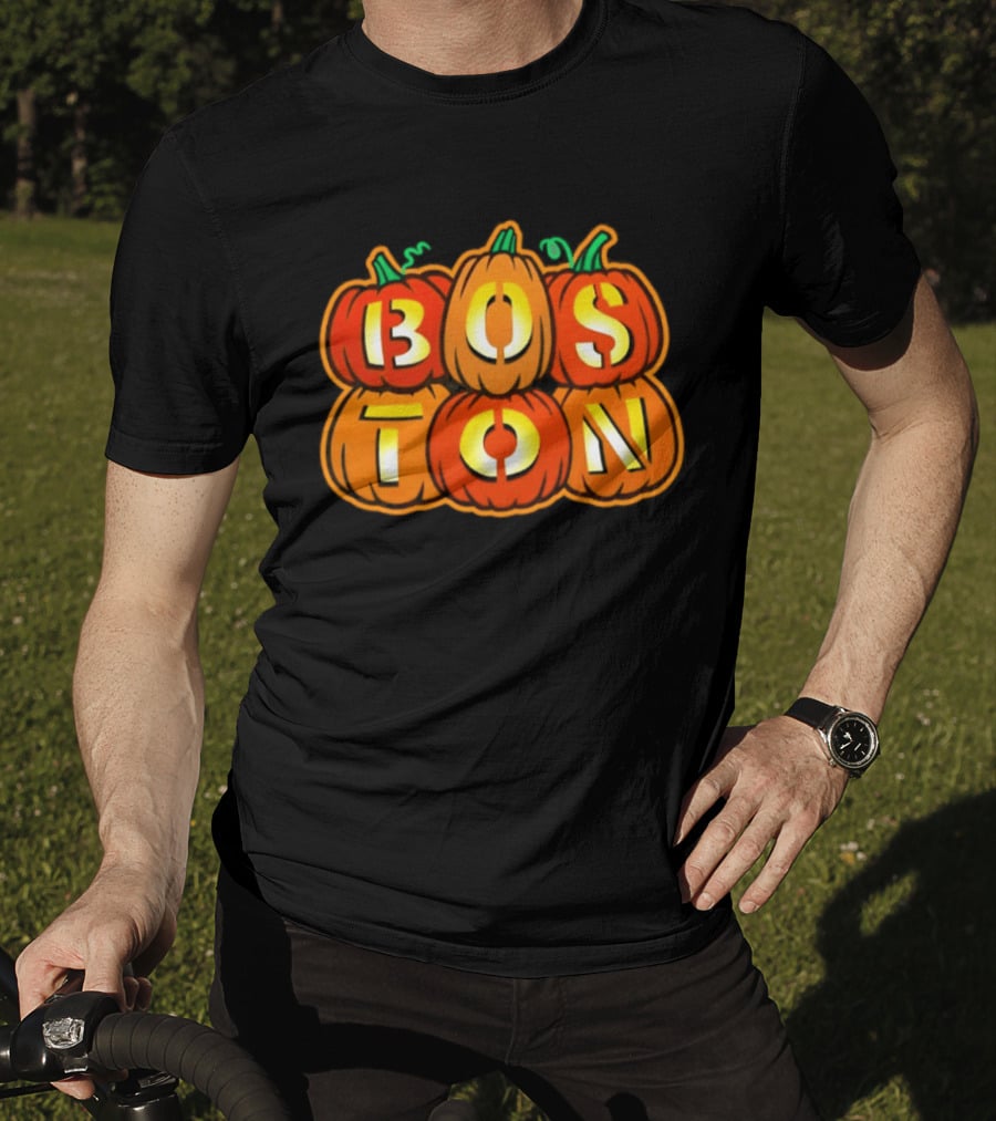 Boston Jack O' Lanterns Halloween Pumpkin Stack T-Shirt
