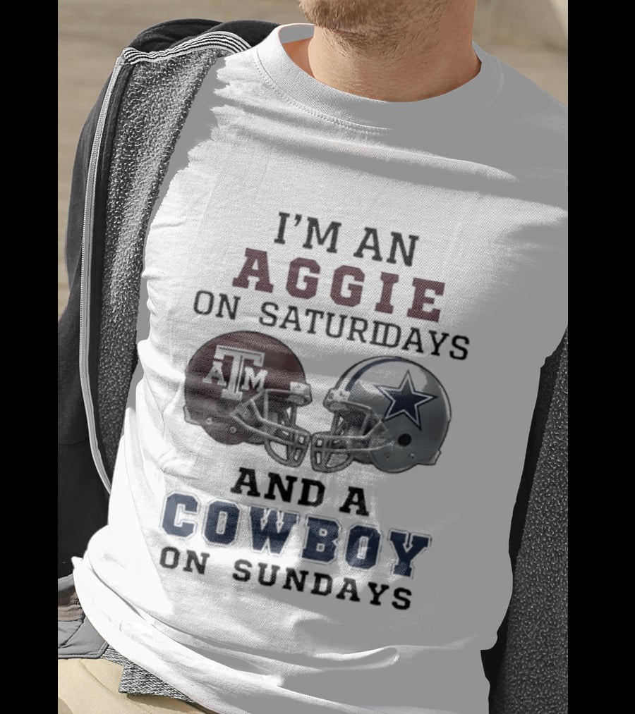 I'm An Aggie On Saturdays And A Cowboy On Sundays Football Helmets T-Shirt