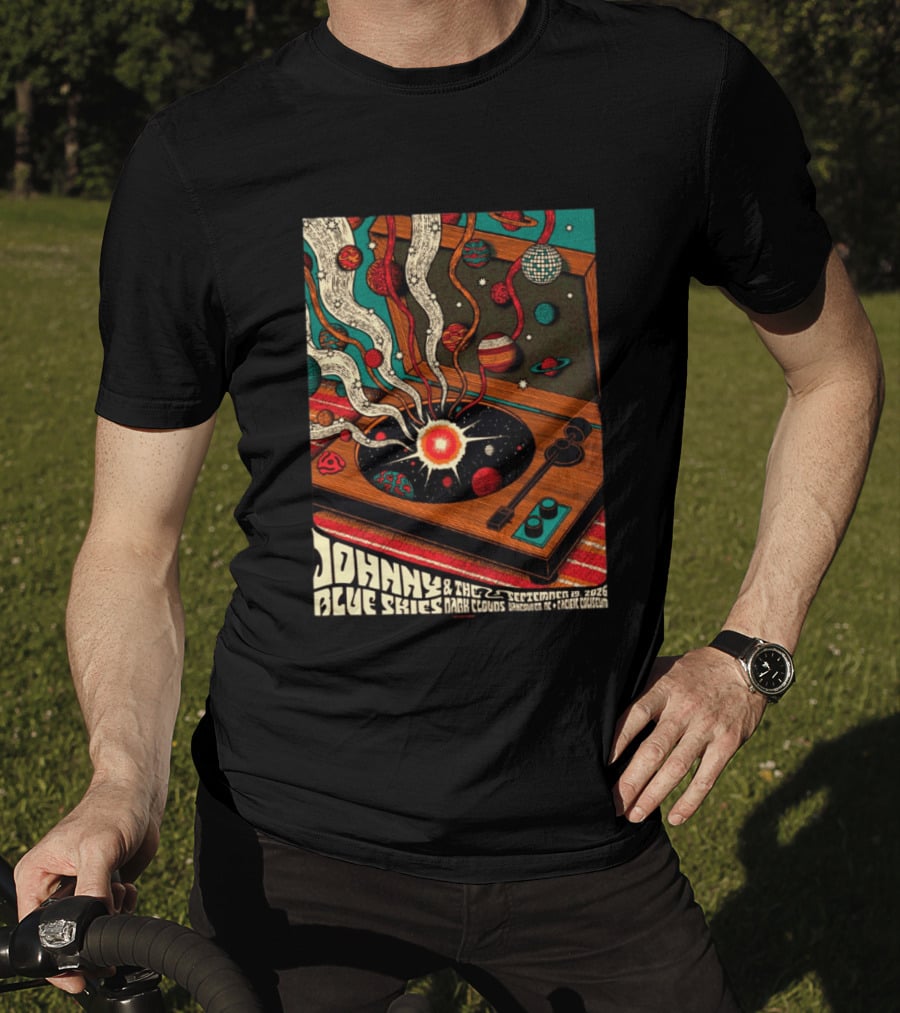 Johnny Blue Skies And The Dark Clouds Vancouver BC 2026 Event Live At Pacific Coliseum September 19 Vinyl Record Planets T-Shirt