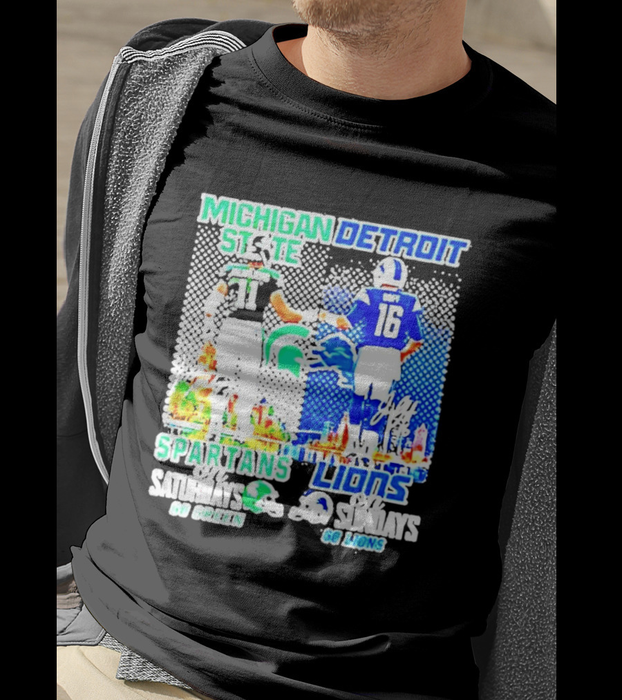 Michigan State Spartans Vs Detroit Lions Go Green Go Lions Football Showdown T-Shirt