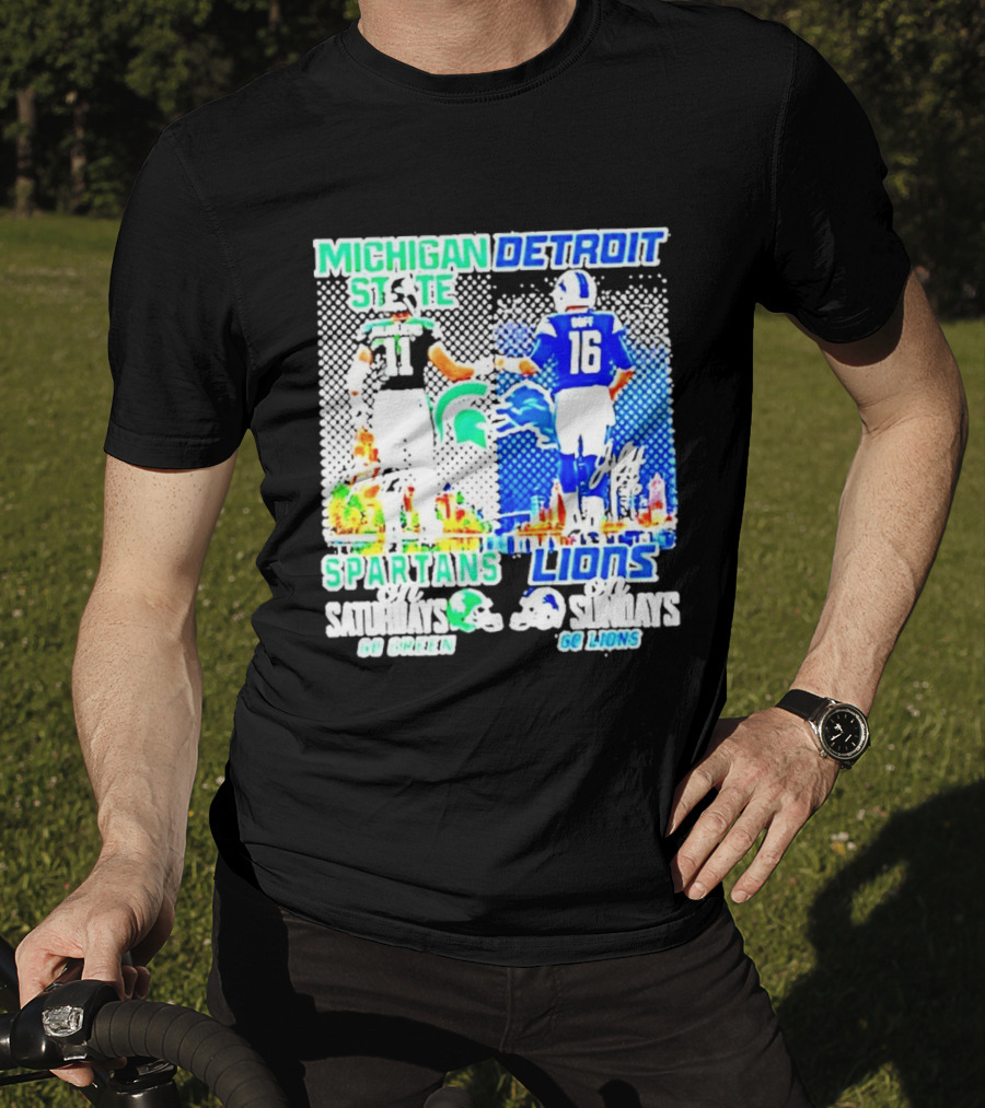 Michigan State Spartans Vs Detroit Lions Go Green Go Lions Football Showdown T-Shirt