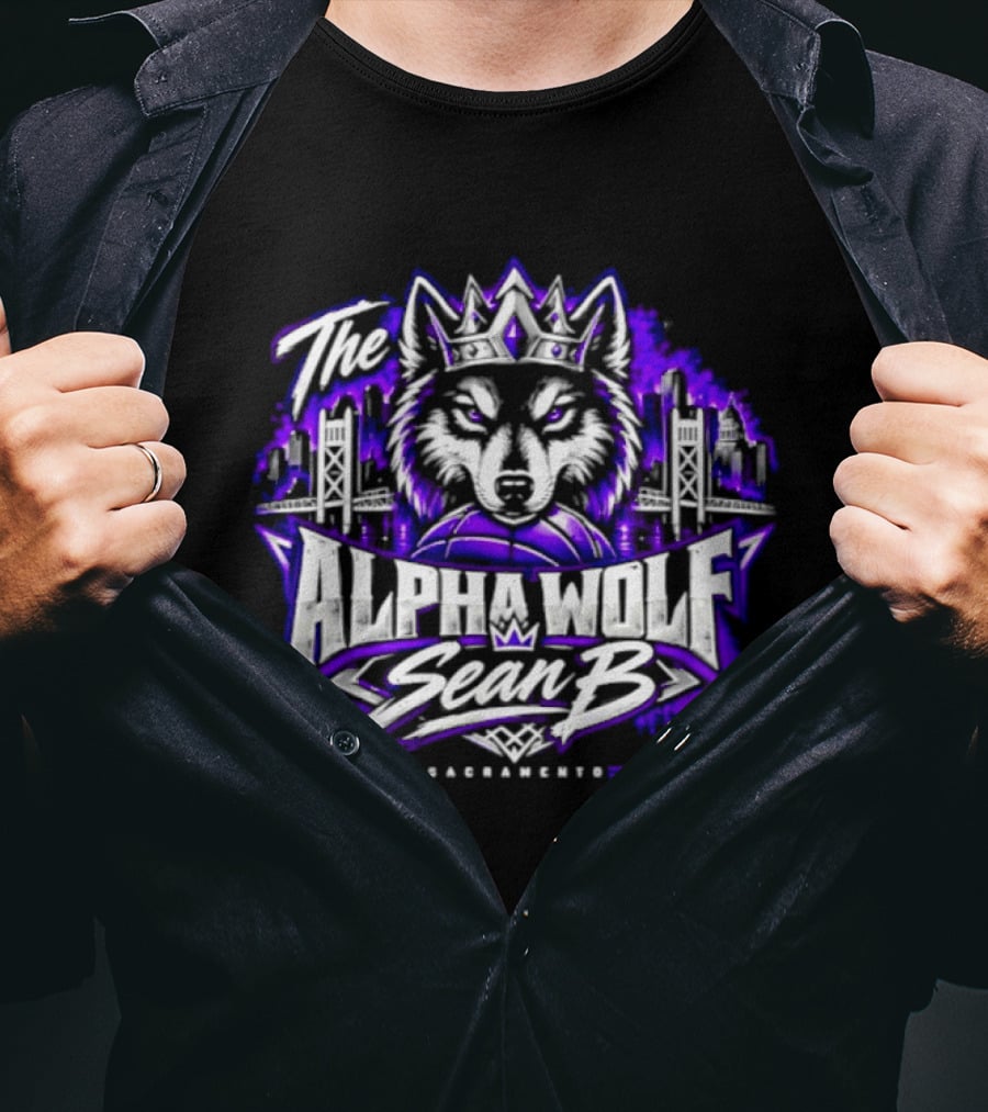 The Alpha Wolf Sean B Sacramento Skyline King's Crown Wolf T-Shirt