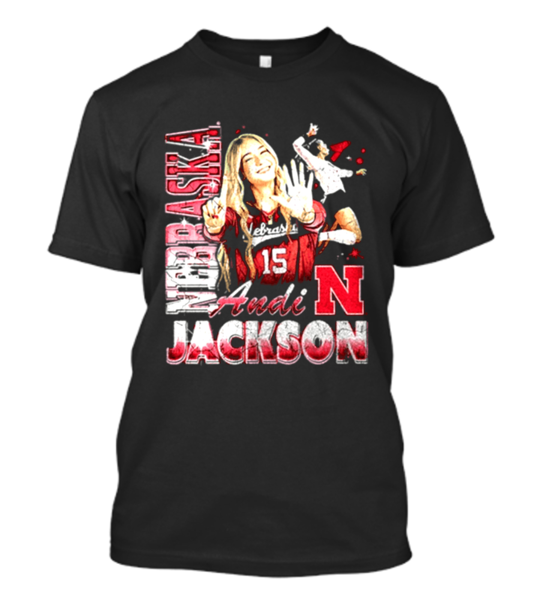Andi Jackson 15 Nebraska Cornhuskers Collage T-Shirt