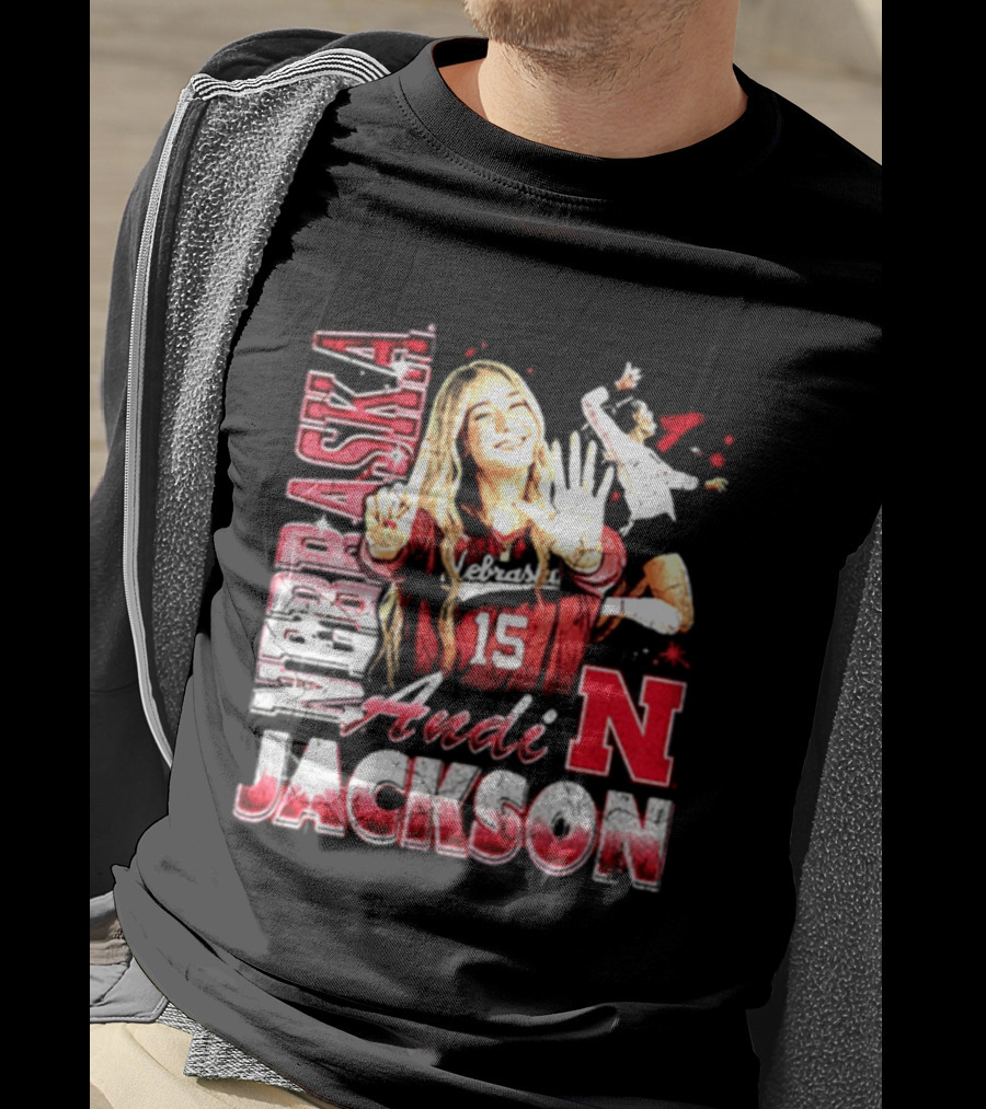 Andi Jackson 15 Nebraska Cornhuskers Collage T-Shirt