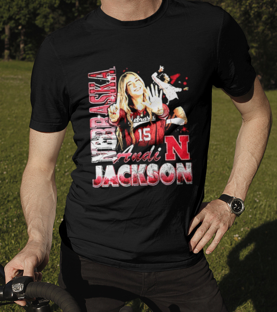 Andi Jackson 15 Nebraska Cornhuskers Collage T-Shirt