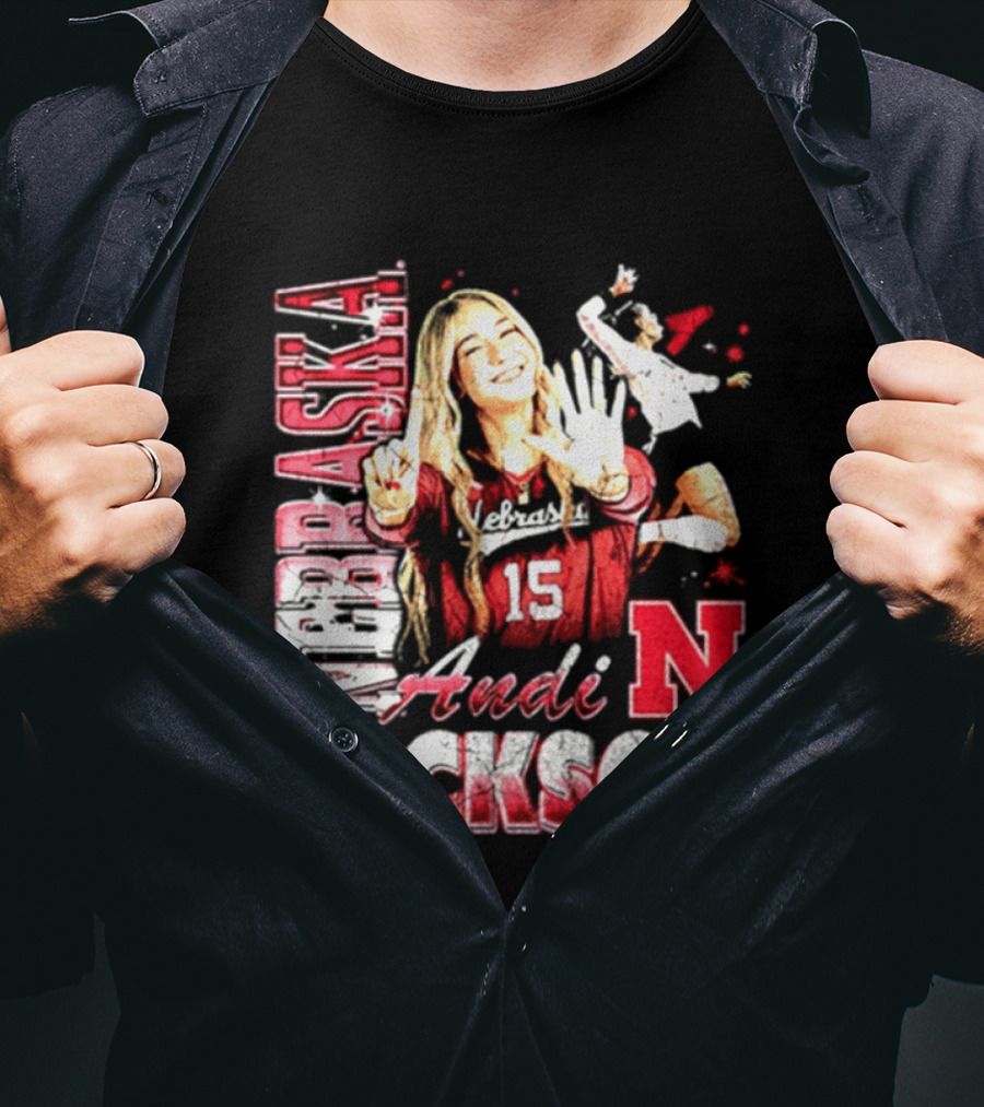 Andi Jackson 15 Nebraska Cornhuskers Collage T-Shirt