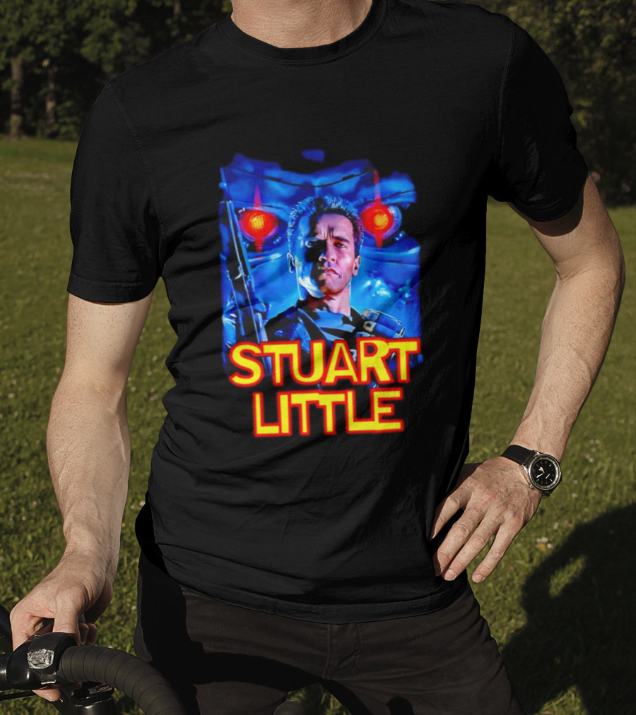 Stuart Little Arnold Schwarzenegger Parody Skynet Cyborg Fusion T-Shirt