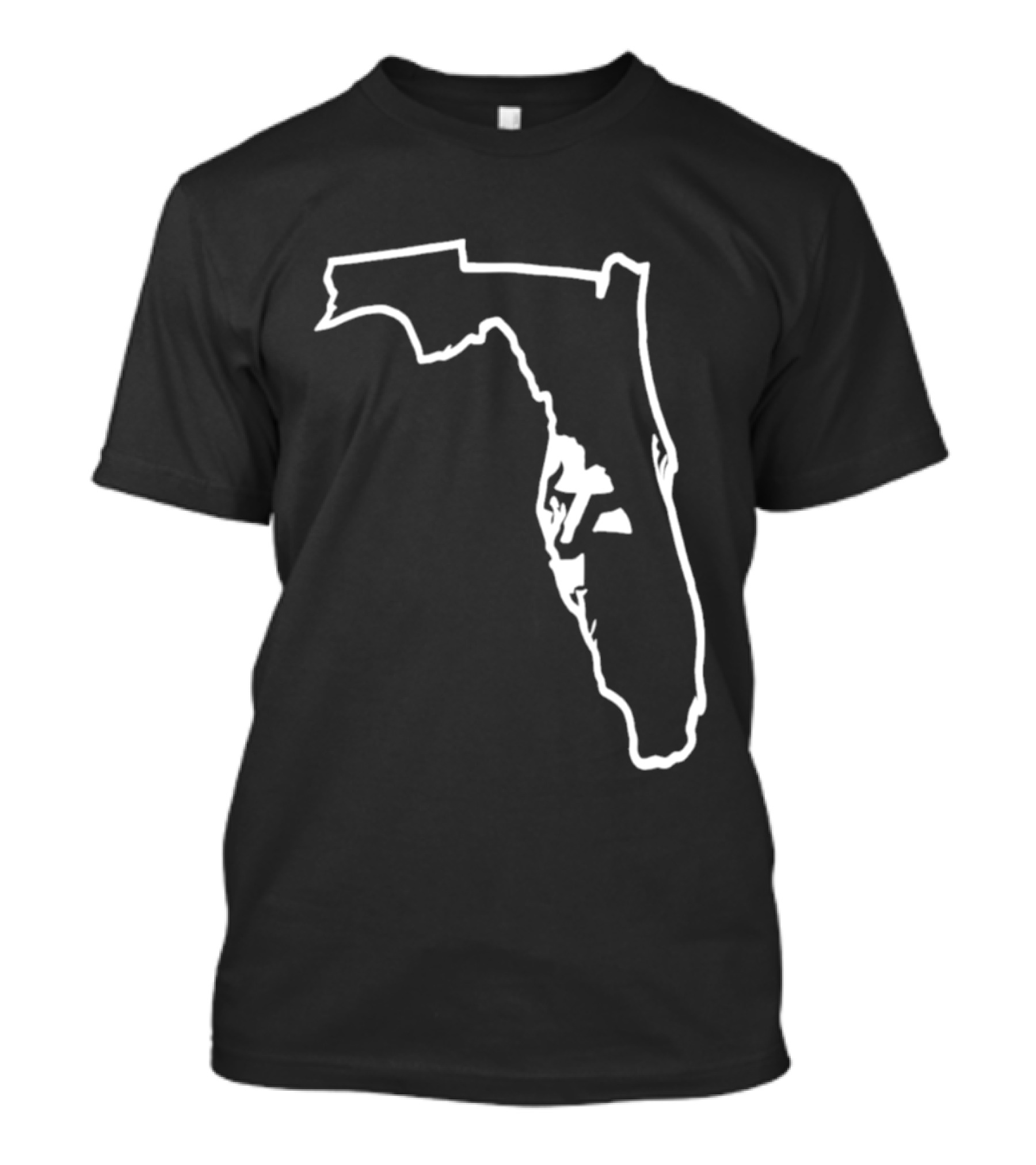Florida State Outline Map White On Black T-Shirt