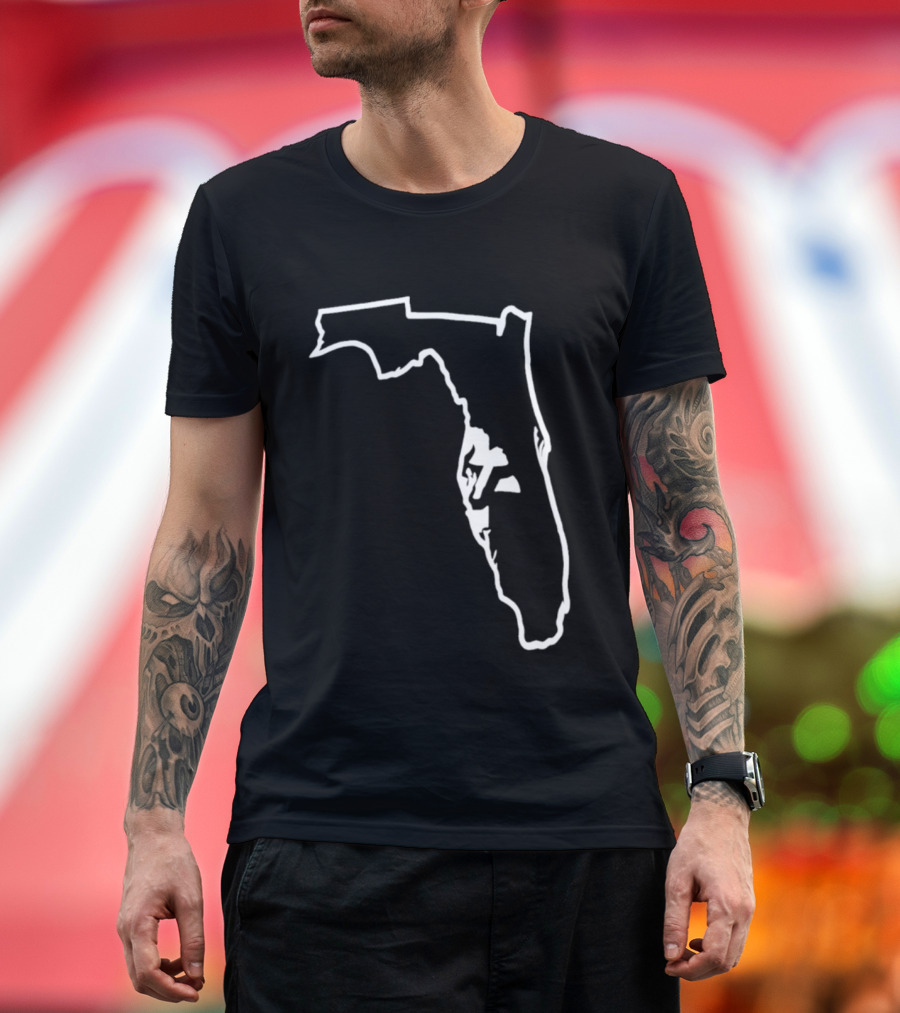 Florida State Outline Map White On Black T-Shirt