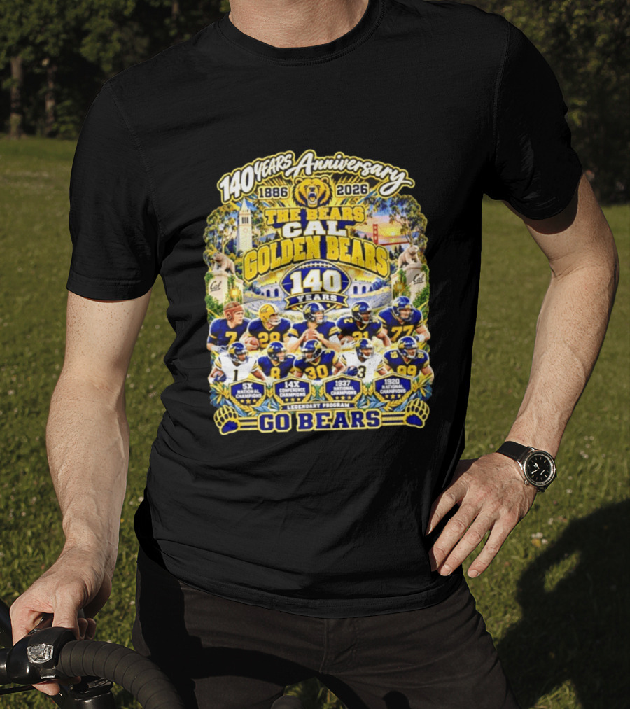 Cal Golden Bears 140 Years Anniversary 1886 2026 5x National Champions Legendary Program Go Bears T-Shirt