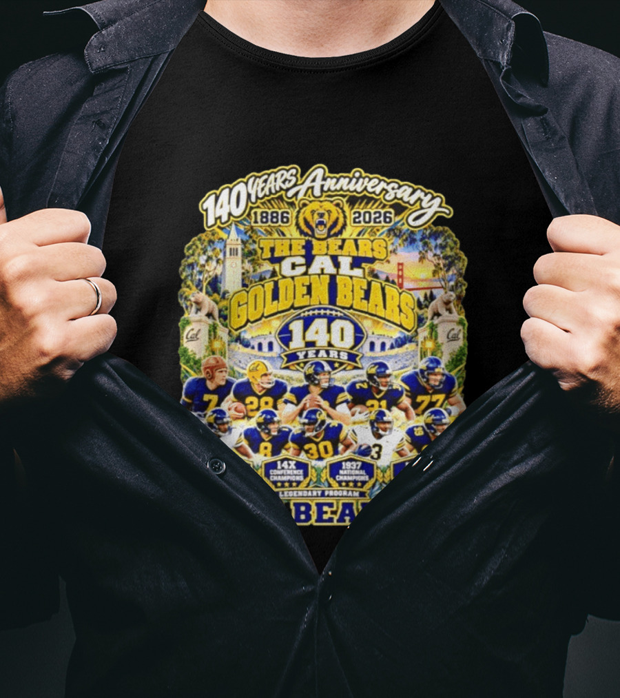 Cal Golden Bears 140 Years Anniversary 1886 2026 5x National Champions Legendary Program Go Bears T-Shirt