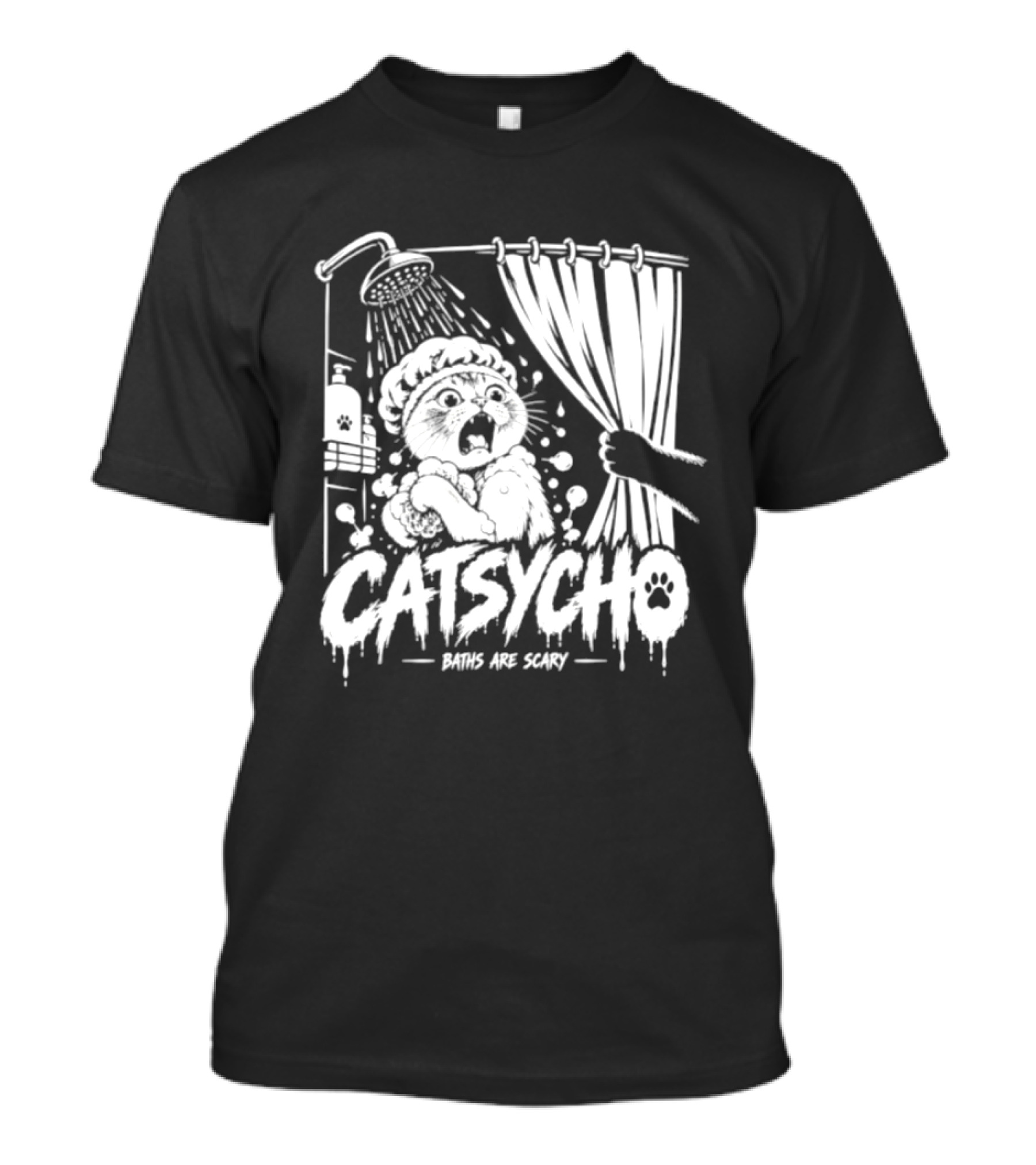 Catsycho Baths Are Scary Shower Scene With Cats T-Shirt