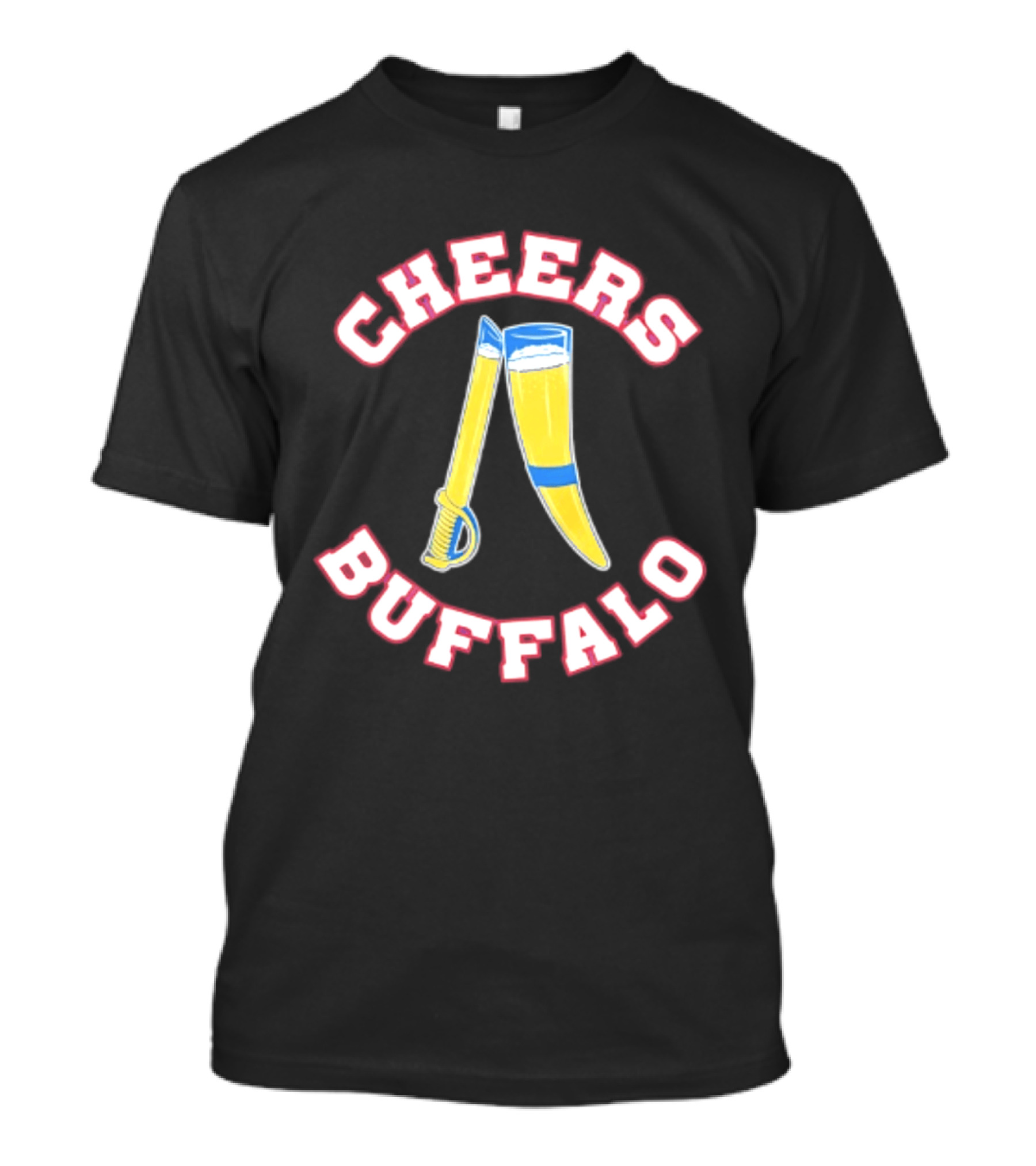 Cheers Buffalo Viking Drinking Horn And Saber T-Shirt