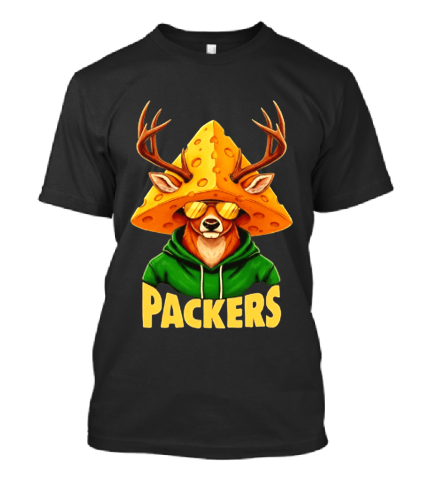 Cheesehead Deer Packers Fan Gear Green Bay Football T-Shirt