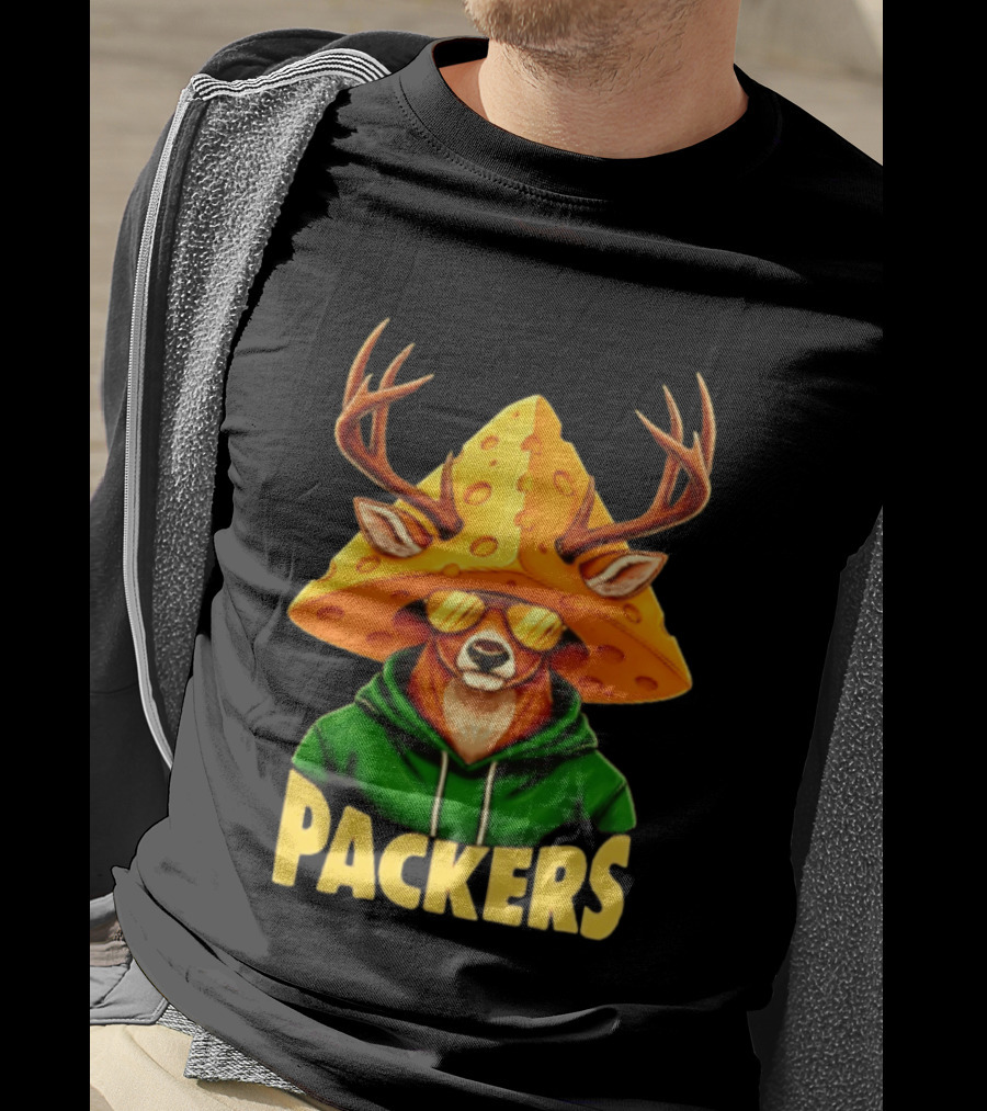 Cheesehead Deer Packers Fan Gear Green Bay Football T-Shirt