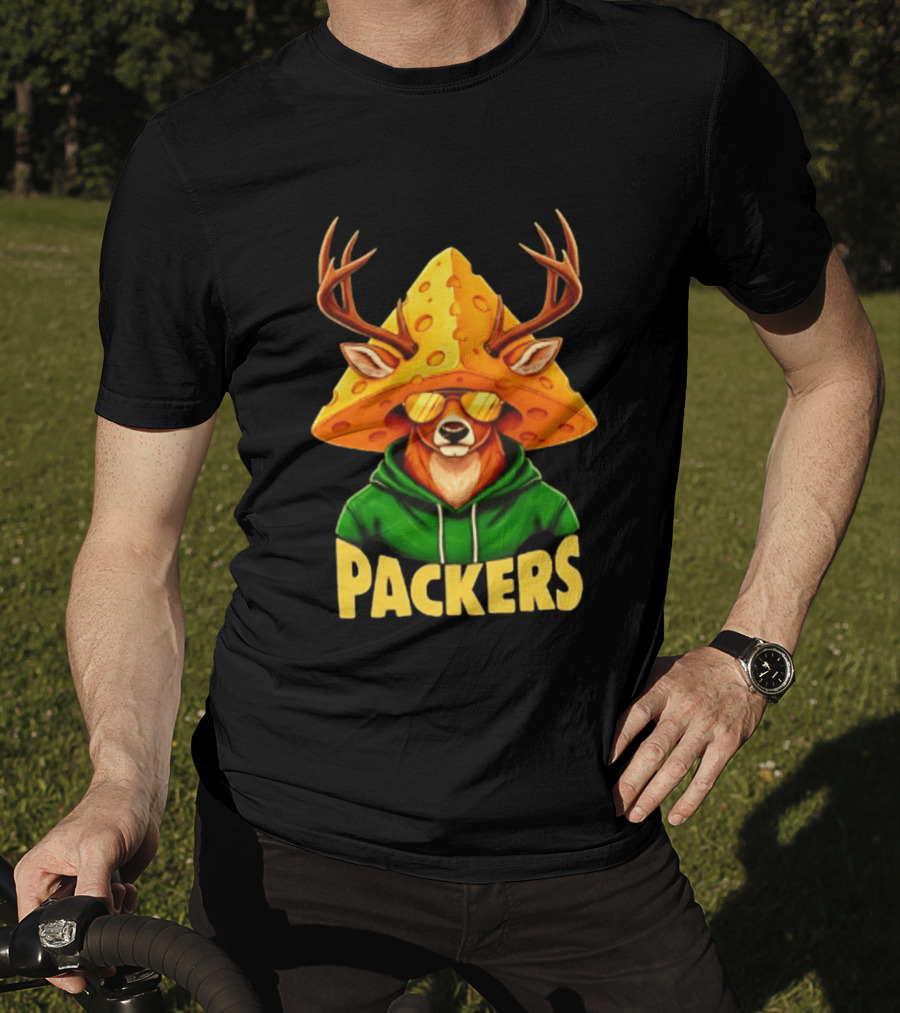 Cheesehead Deer Packers Fan Gear Green Bay Football T-Shirt