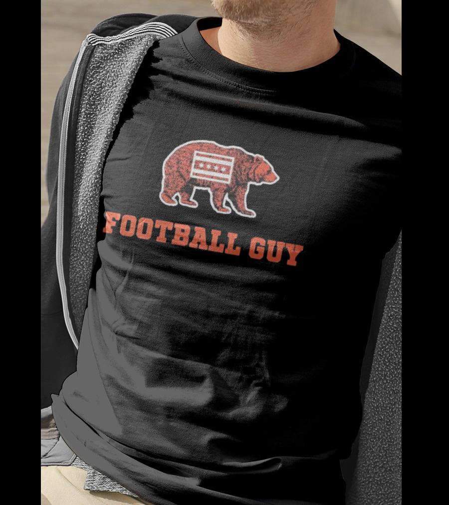 Chicago Bears Football Guy With Chicago Flag And Bear T-Shirt