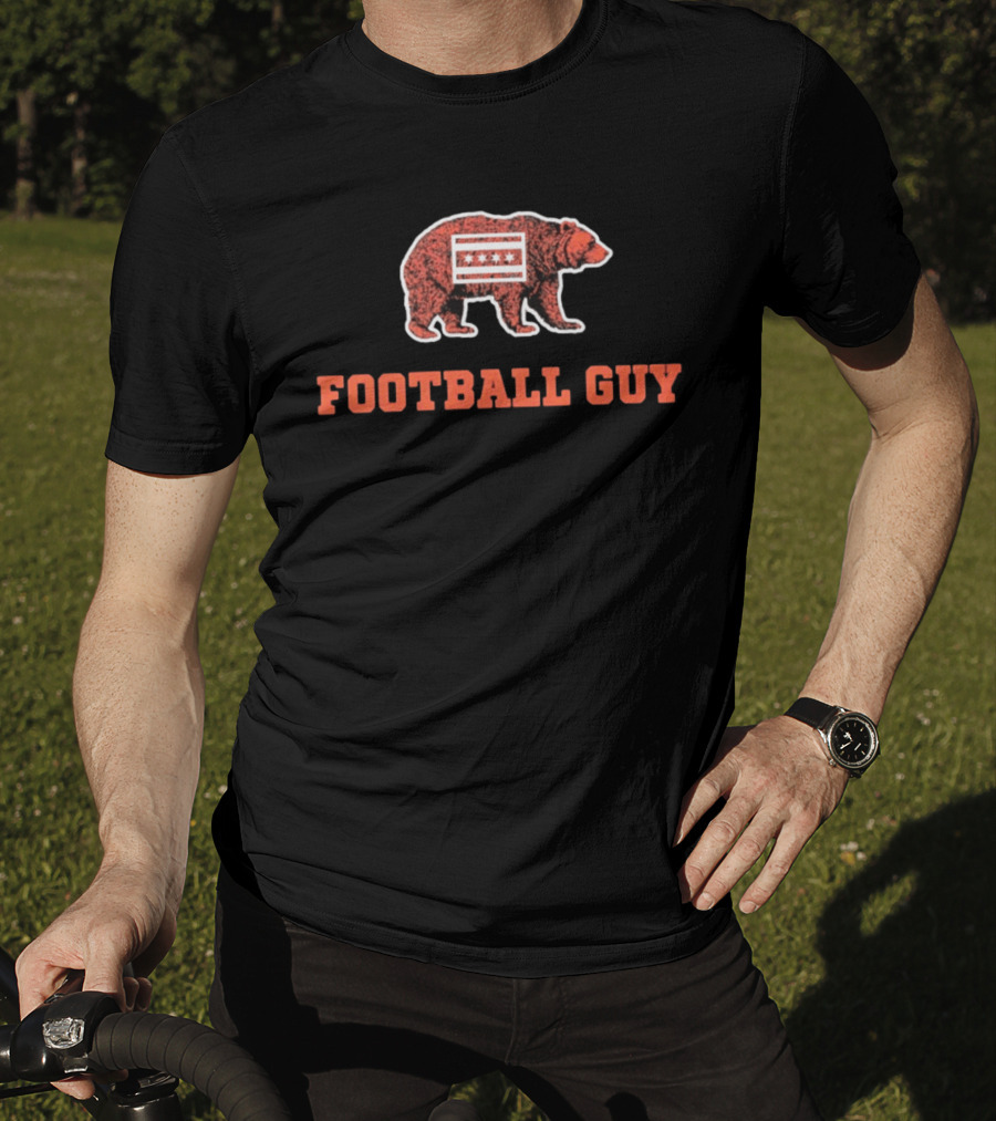 Chicago Bears Football Guy With Chicago Flag And Bear T-Shirt