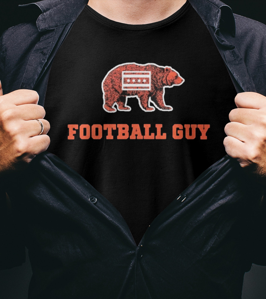 Chicago Bears Football Guy With Chicago Flag And Bear T-Shirt
