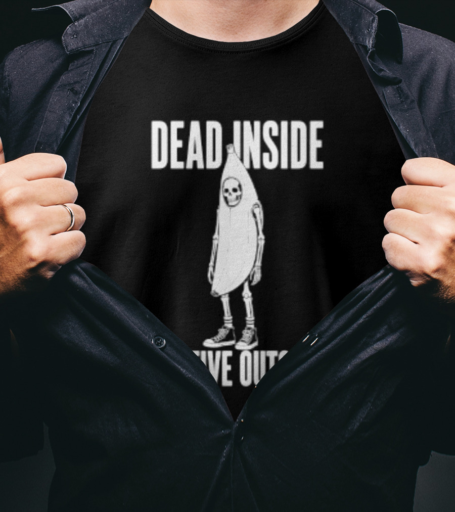 Dead Inside Festive Outside Skeleton Banana Halloween Humor T-Shirt