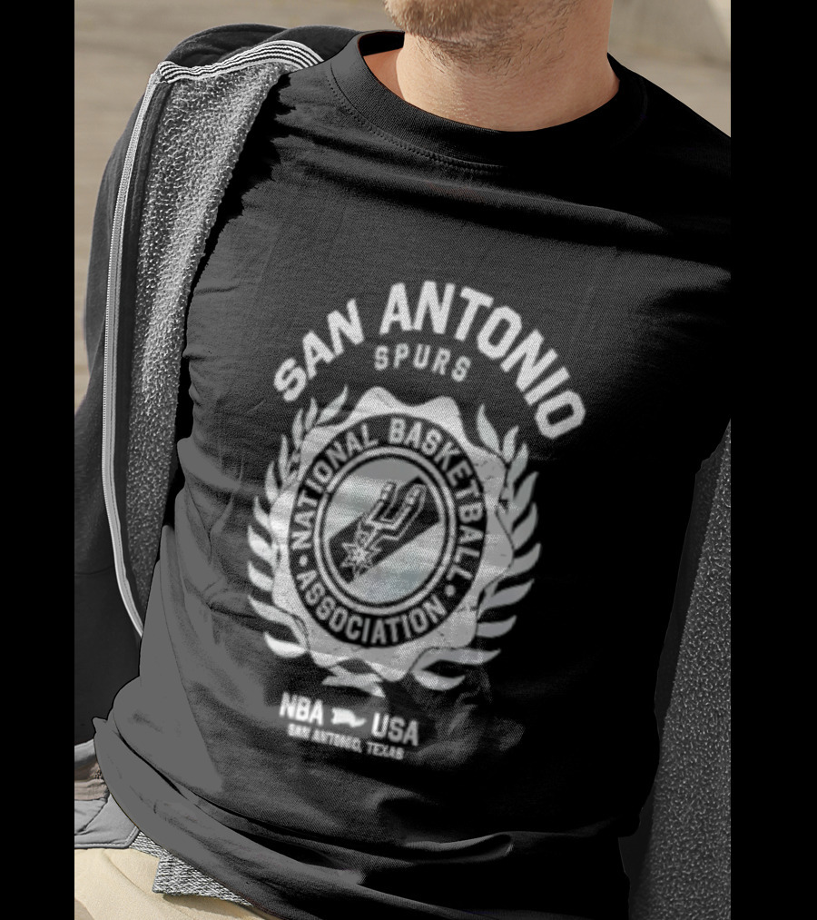 San Antonio Spurs NBA USA National Basketball Association Laurel Crest Flocking 2026 T-Shirt