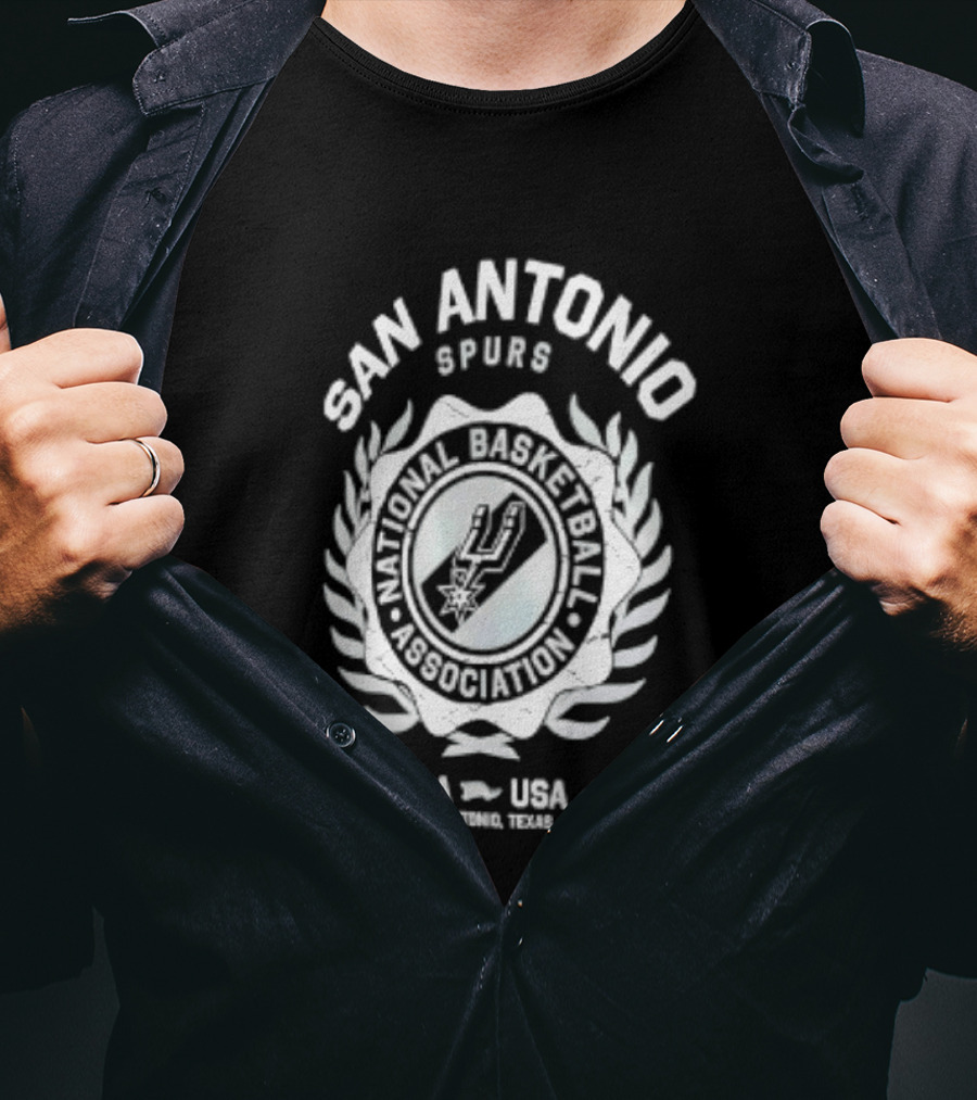 San Antonio Spurs NBA USA National Basketball Association Laurel Crest Flocking 2026 T-Shirt