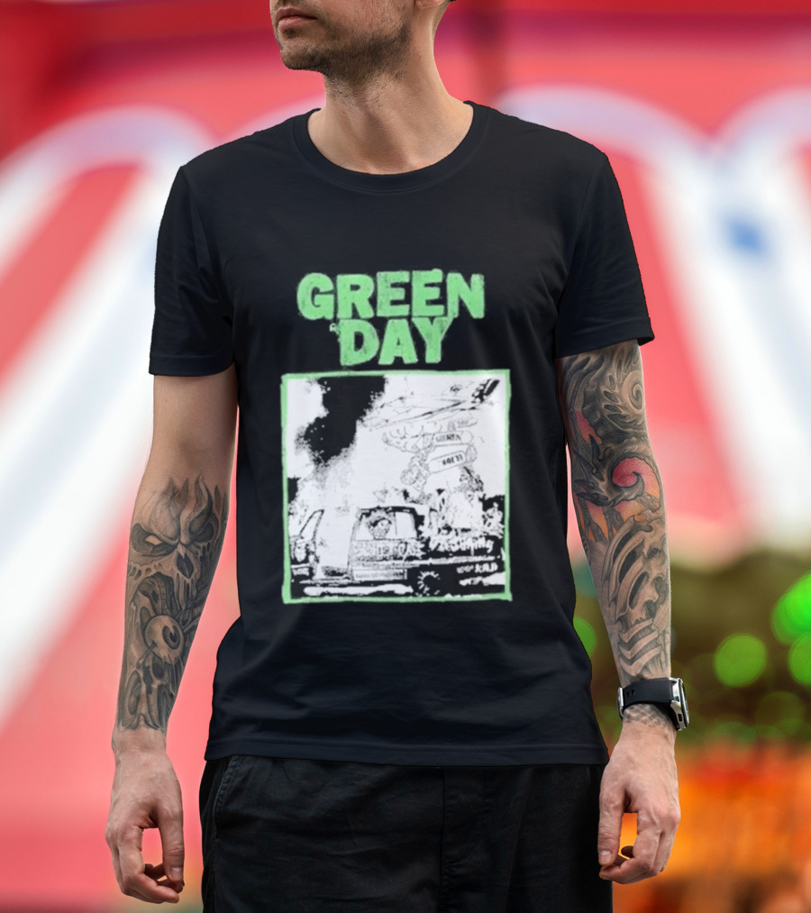 Green Day Riot Trio Vintage Sketch T-Shirt