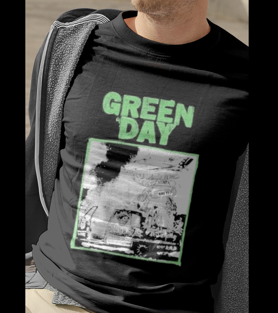 Green Day Riot Trio Vintage Sketch T-Shirt