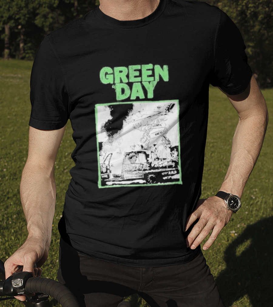 Green Day Riot Trio Vintage Sketch T-Shirt