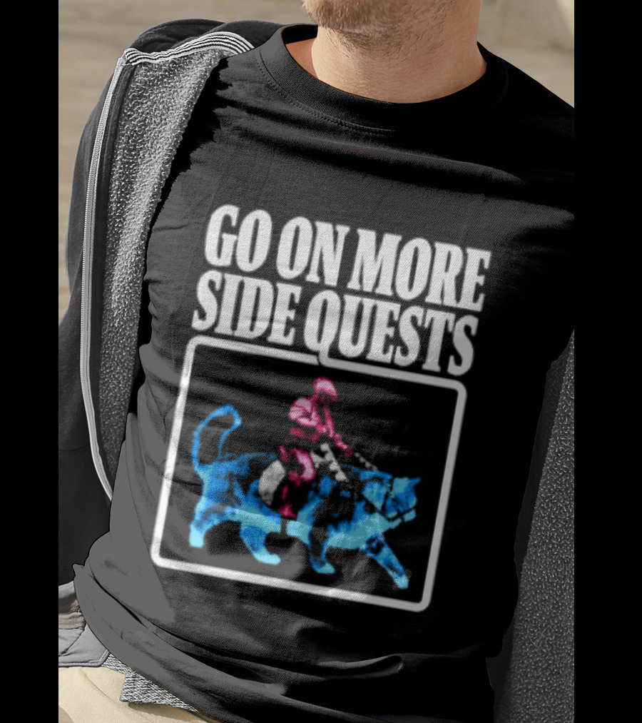 Go On More Side Quests Knight Riding Cat Pixel T-Shirt