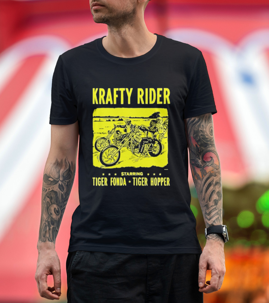 Krafty Rider Starring Tiger Fonda Tiger Hopper Vintage Motorcycle Adventure T-Shirt